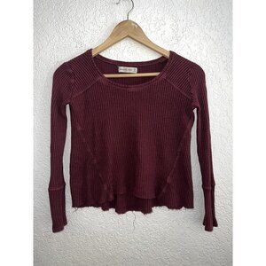 ABERCROMBIE & Fitch Waffle Knit Crop Top Soft Stretchy Size XS Long Sleeve (D1)